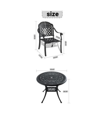 3-Piece Bistro Table Set Cast Aluminum Patio Furniture with Cushions