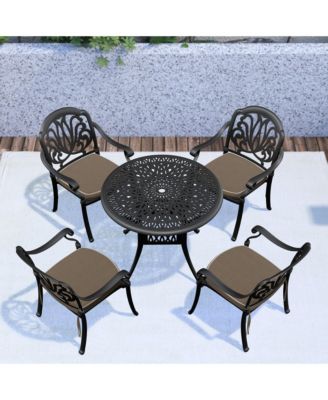 5-Piece Cast Aluminum Patio Furniture Set with Random Color Cushions