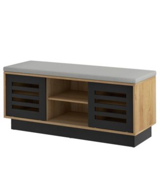 Shoe Bench with Storage Compartments and Adjustable Shelves