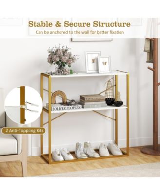 Two Tier Entryway Console Table with Wood Shelves and Frame