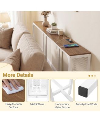 Narrow Console Table with Built In Power Outlet for Small Spaces