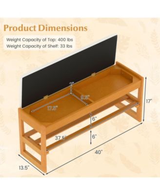 Shoe Rack Bench with Flip Open Storage and Two Tier Design