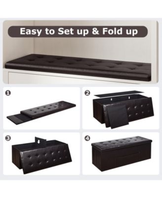 Folding Storage Ottoman Bench for End of Bed Seating