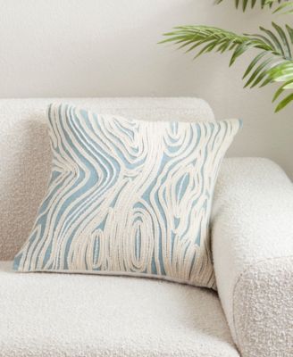Embroidered Wave Decorative Pillow, 18" x 18"