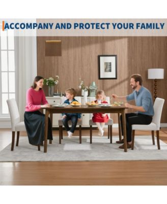 Set of 6 Modern Linen Fabric Upholstered Dining Chairs, Kitchen Side Chairs with Solid Wood Legs