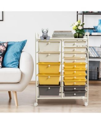 Fifteen Drawer Utility Rolling Storage Cart for Multi Use