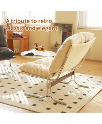 Modern Accent Chair, Upholstered Reading Chair with Metal Chrome Frame, Comfy Living Room Chair for Home Office, Bedroom