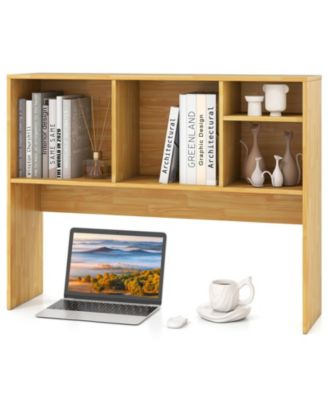 Computer Desktop Bookcase with 4 Cubbies and Open Back Compartment