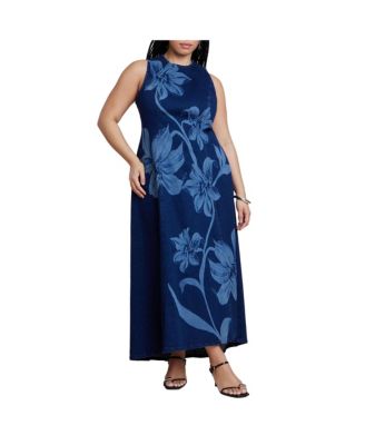 Plus size Printed Denim Dress