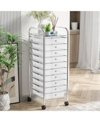 Ten Drawer Rolling Storage Cart Organizer with Universal Casters