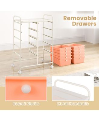 Ten Drawer Rolling Storage Cart Organizer for Home and Office