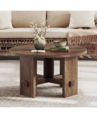 Round Coffee Table with Pedestal, 31.5-Inch Small Circle Center Table