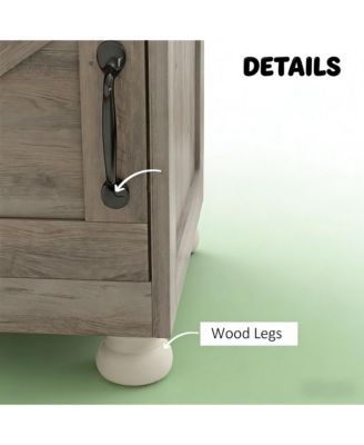 Small Bedside Cabinet, Farmhouse Storage Nightstand with Open Shelf and Cupboard for Living Room, Bedroom,