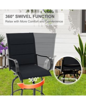 Outdoor Swivel Bar Stools Set of 2, 360degree(s) Swivel Patio Bar Height Chairs with High Back and Armrests