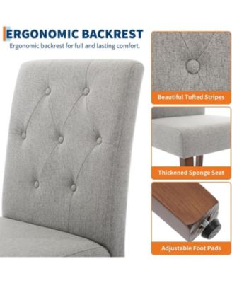 Set of 2 Tufted Parsons Upholstered Dining Chairs with Wood Legs