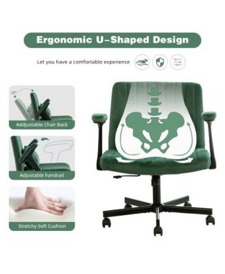 Velvet Criss Cross Armrest Office Chair with Wheels, Comfortable for Home Office, Reading and Vanity