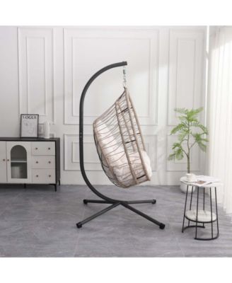 Outdoor Egg-shaped Hanging Chair with Stand, Patio Swing Chair, Indoor Rocking Chair, Outdoor Hammock Egg-shaped Chair