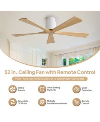 52-inch 5-Blade without Light Ceiling Fan with Remote Control and Timing Function
