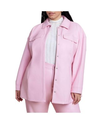 Women's Plus Size Pocket Detail Faux Leather Jacket