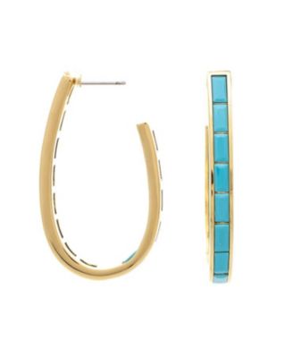 18K Gold Plated Elongated Hoop Earrings