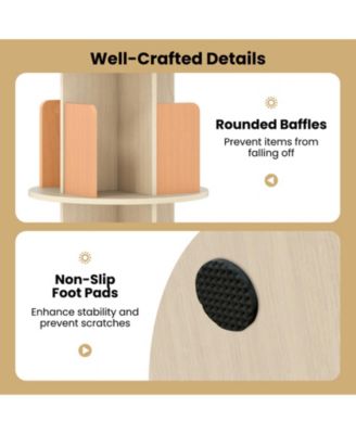 2-Tier Rotating Bookshelf with Dividers and Anti-falling Baffles