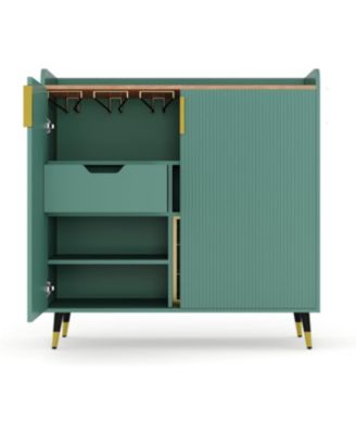 Liquor Cabinet with Wine Racks and Buffet Sideboard, Modern Coffee Bar Cabinet with Fluted Texture and Storage Drawers