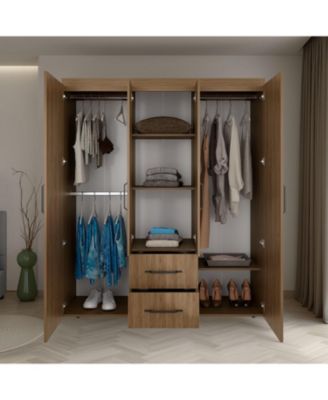 Valier Wardrobe, Deluxe Armoire with Multiple Storage Options and Metal Accents
