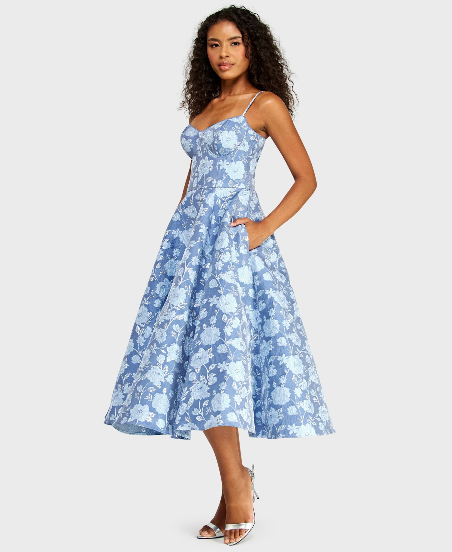 Juniors' Jacquard Midi Dress
