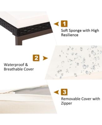 Two Piece Patio Rattan Reclining Chaise Lounge Chairs with Cushions