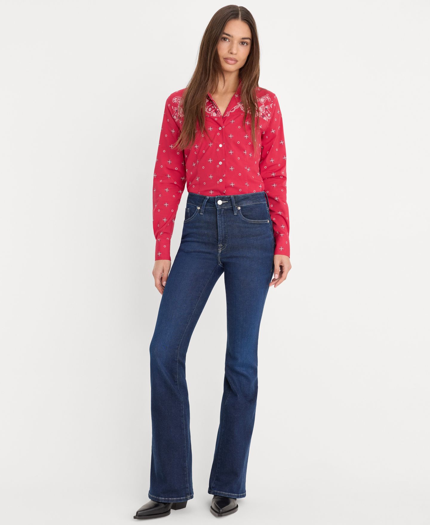 Женские джинсы Good American Dolly Joleans Flare Jeans, Regular & Plus Size, цвет: Индиго — фото 1