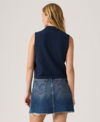 Women's Super Soft Mini Ruffle-Sleeveless Collared Vest