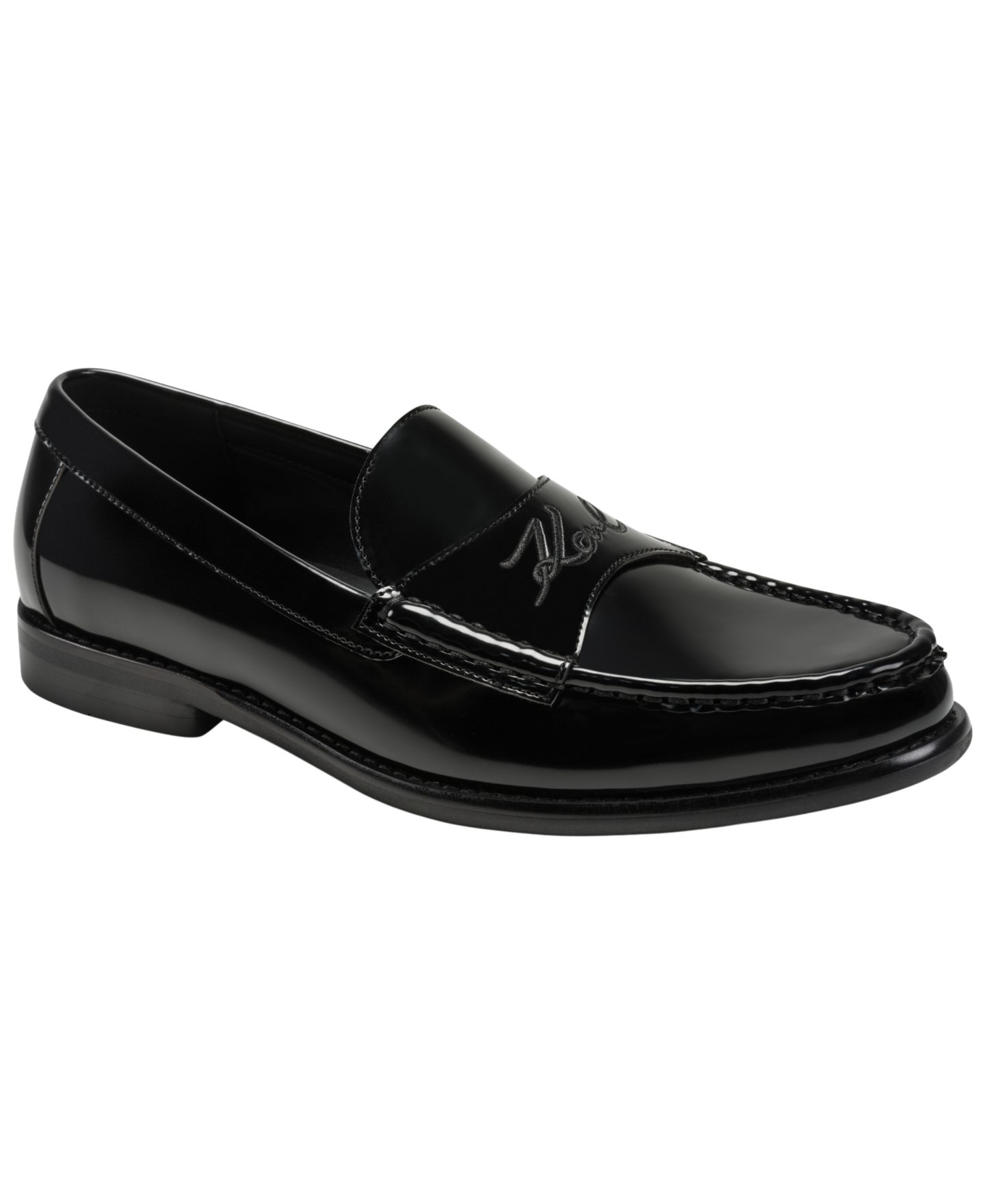 Мужские туфли KARL LAGERFELD PARIS Embroidered Logo Slip-On, цвет: Чёрный — фото 1