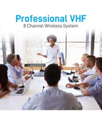 VHF Professional Conference Microphone System with 8 Tabletop Gooseneck Mics (PDWM8300)