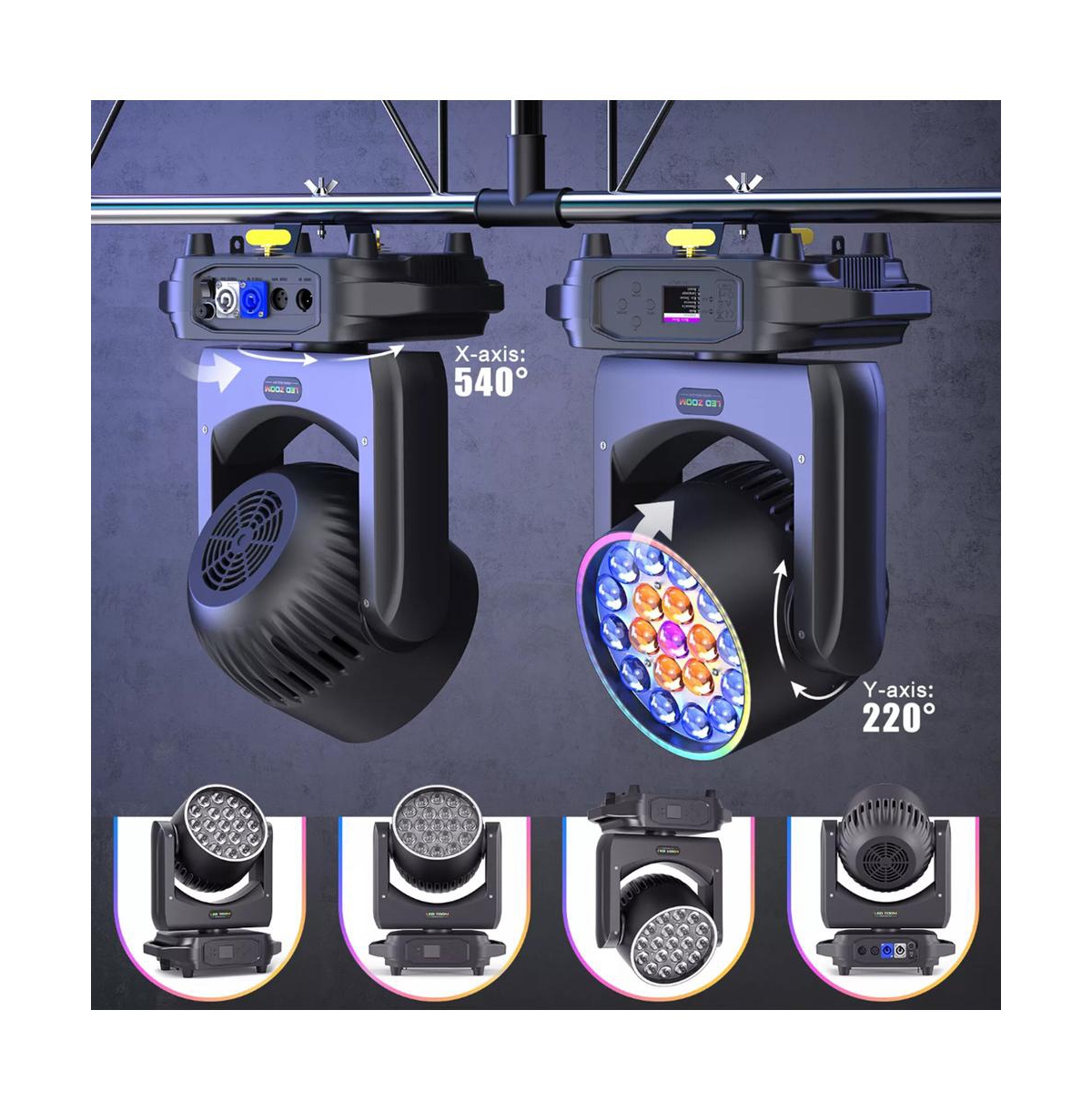 Artudatech Zoom Moving Head Stage Light with 380W Rgbw LEDs and DMX512