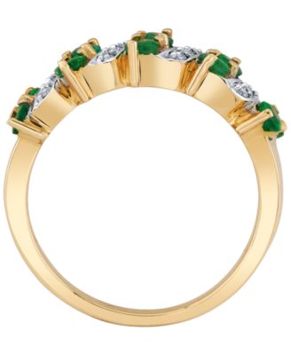 Emerald (3/4 ct. t.w.) & Diamond (1/8 ct. t.w.) Ring in 14k Yellow Gold