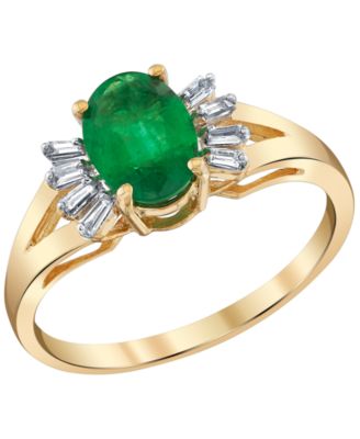 Emerald (1-1/3 ct. t.w.) & Diamond (1/8 ct. t.w.) Ring in 14k Yellow Gold