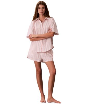 Women's Striped Short-Sleeve Pajama Shirt QS7652