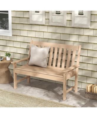 52 Inch All-Weather HDPE Outdoor Bench with Backrest and Armrests