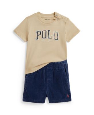 Baby Boys' Madras-Logo T-Shirt and Corduroy Shorts, 2-Piece Set
