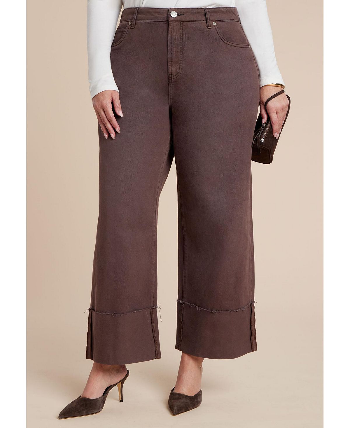 ELOQUII Women's Tall Cuff Jean view 3 — MAYCSS fashion products