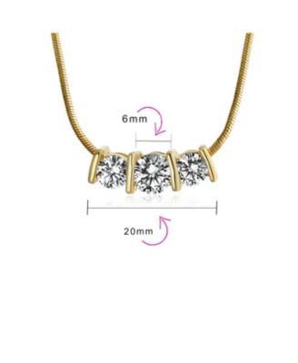 3 Stone CZ Past Present Future Solitaire Cubic Zirconia Necklace