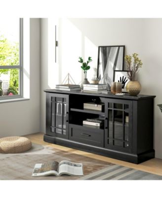 TV Stand for TVs up to 70 in with Glass Doors and Storage