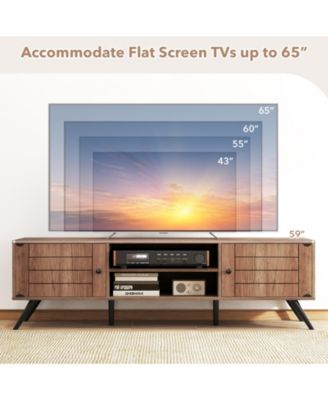 Two Door TV Stand for TVs up to 65 in with Open Shelves