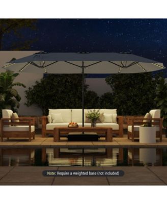 15.5 ft Extra Large Patio Umbrella with Solar LED Lights