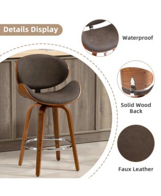 Swivel Bar Stools Set of 3, 26 Inches Mid-Century Modern Counter Height Bar Stools