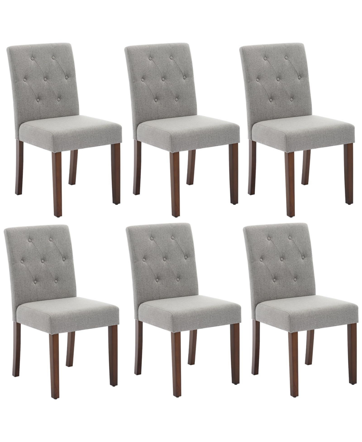 gaomon Set of 6 Button Tufted Parsons Dining Chairs, Upholstered Fabric Side Chairs with Solid Wood Legs