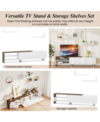 Farmhouse TV Stand for TVs up to 80 in with Cabinets