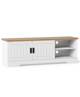Farmhouse TV Stand for TVs up to 65 in with Sliding Doors