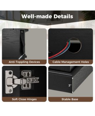 58 in Fireplace TV Stand with LED Lights and Glass Doors