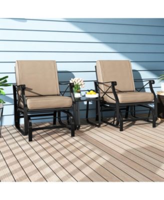 Patio Glider Rocking Chair with Metal Frame and Cushions